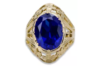 Ring Vintage craft Sapphire 8K žluté zlato vrc031x-sp Art Deco